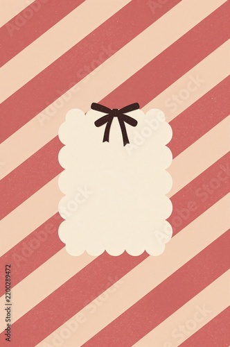 Design of a Blank Card With a Bow on a Striped Background