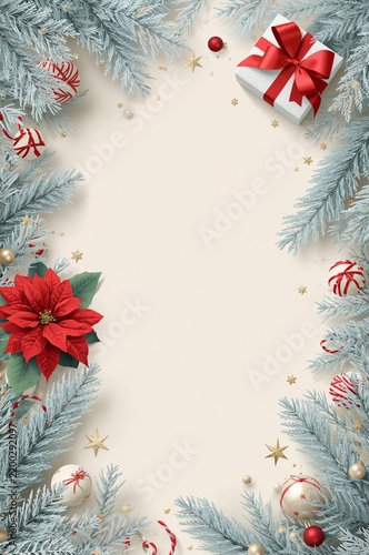 Holiday Decorations With Snow-Like Branches and Gifts for Festive Celebrations