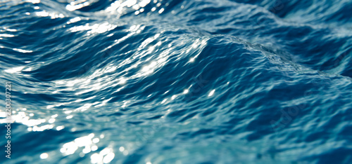 Blue Ocean Waves Surface Storm Winter Water Texture Ripples 3D Render