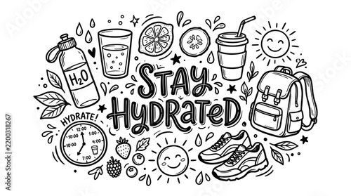 Hand Drawn Stay Hydrated Doodle Illustration