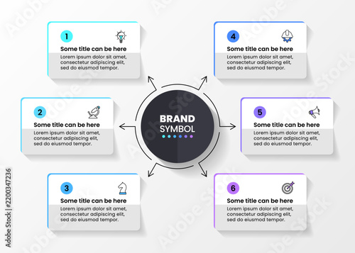 Infographic template. 6 origami banners with icons