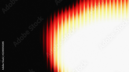 Abstract Gradient with red, orange, yellow, and white vertical light bands against black background, creating luminous modern backdrop with dramatic contrast and energy