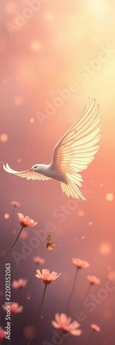Softer than silk, delicate wings dance amidst gentle hues, light, nature