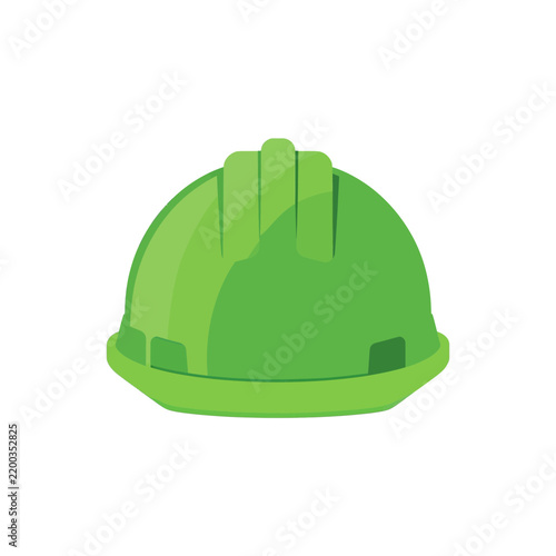 Green construction hard hat safety helmet icon for building and industrial work isolated on transparent background, Vector