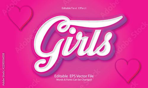 Girls Text Effect – Stylish Feminine Typography with Cute Modern Lettering