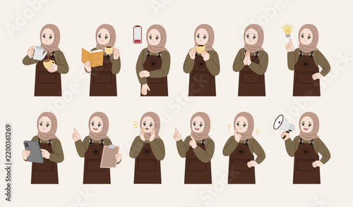 cute barista cartoon character collection bundle set