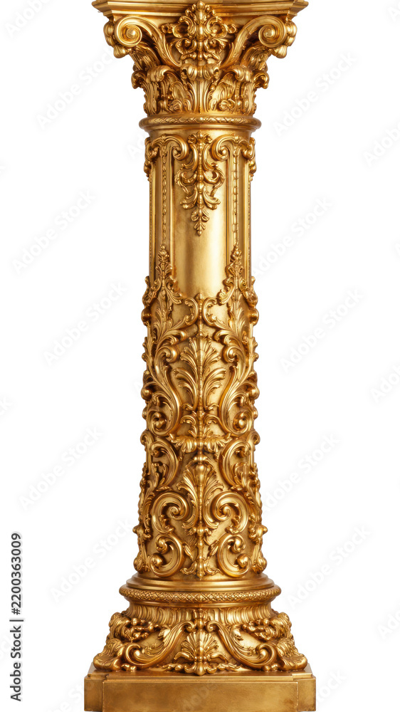 Obraz premium PNG Ornate gold classical column with baroque decorative details