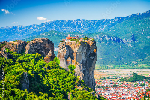 Meteora, Greece. Holy Trinity Monastery on steep rock formation