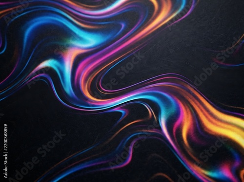 ia generated diagonal view of glowing neon energy light waves in blue purple and orange colors isolated on black background. Abstract technology wave mockup.