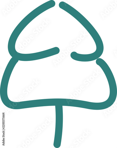 Green pine tree line contour