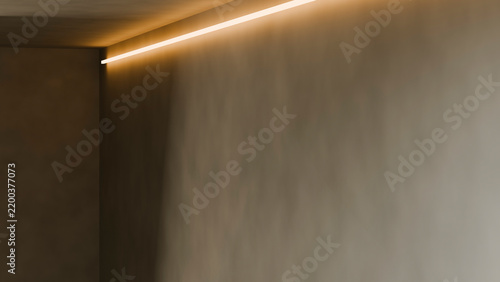Modern empty room corner with ambient ceiling lighting