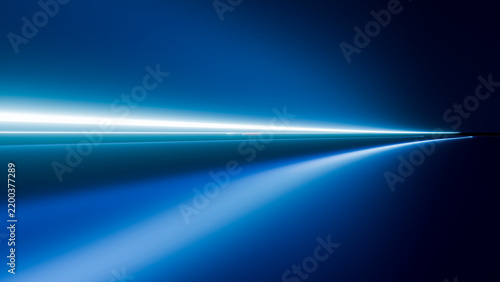 Blue glowing abstract digital lines with reflections