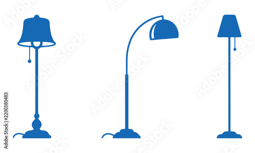 Set of 3 standing lamp icons—perfect design assets for use on websites, in printed designs, or within app interfaces on a white background