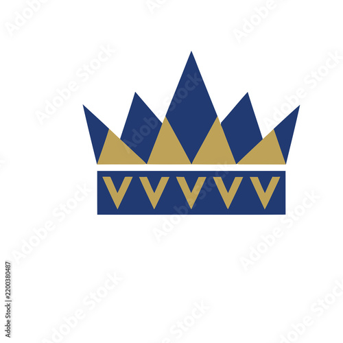 Cuadro en lienzo Crown logo with blue and gold geometric shapes