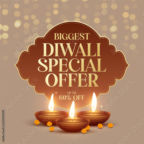 Diwali Sale Offer Discount Poster Design. Diwali Sale Label Design with podium design. Diwali Sale Label Design Template Vector Layered illustration.