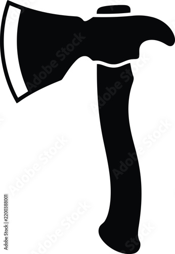 Black silhouette icon of a sharp camping hatchet axe Vector