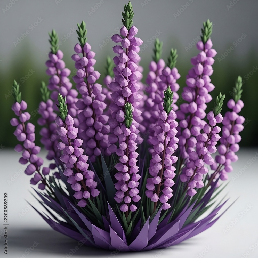 Fototapeta premium Stylized Papercraft Lavender Plant in Purple Tones