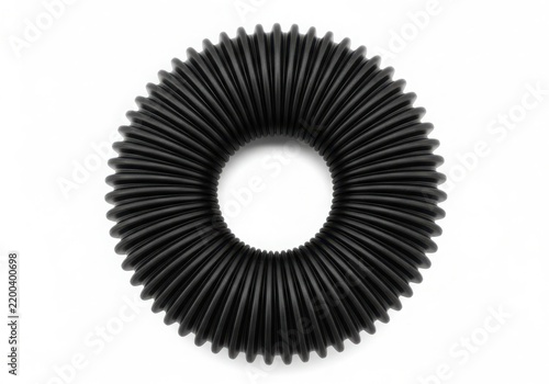 Close-up of a serrated metal ring isolated on white background