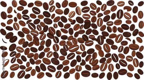 Scattered Roasted Coffee Beans Vector Set Featuring Isolated Arabica Espresso Grains in Diverse Views and Roast Levels for Pattern Layout Design