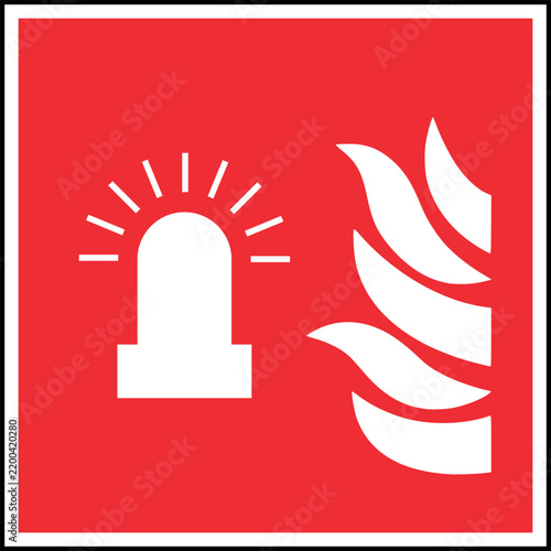 Fire alarm flashing light sign. Safety signs and symbols.