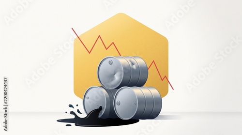 Oil barrels leaking with price drop chart