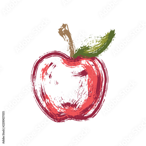 Hand-Painted Brush Stroke Red Apple Fruit Graphic Design