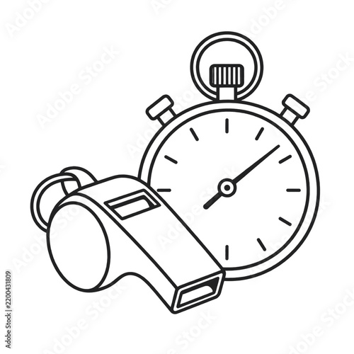 Sports whistle and stopwatch illustration