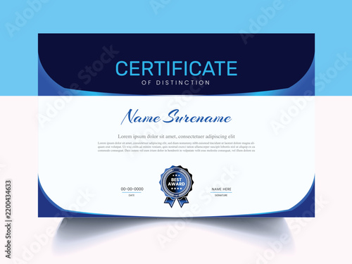 Modern Luxury Certificate of Achievement and Excellence Template with Abstract Wavy Background
