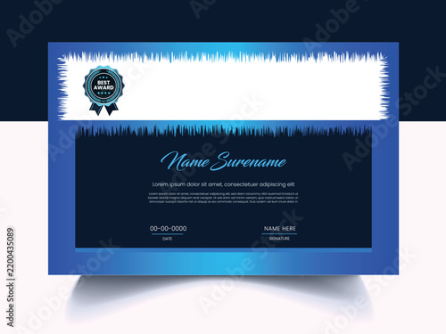 Modern Luxury Certificate of Achievement and Excellence Template with Abstract Wavy Background