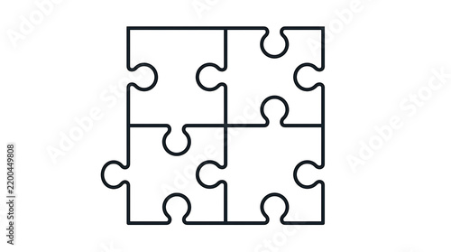 Four jigsaw puzzle pieces outline grid design