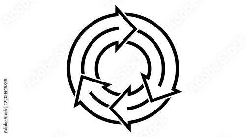 Concentric circular arrows rotating cycle symbol