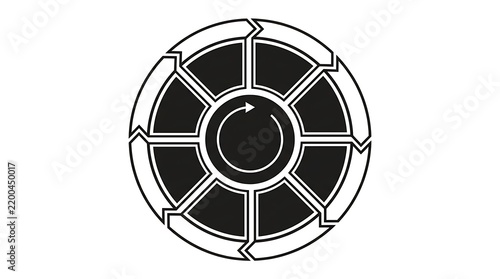 Circular process flowchart diagram with directional arrows
