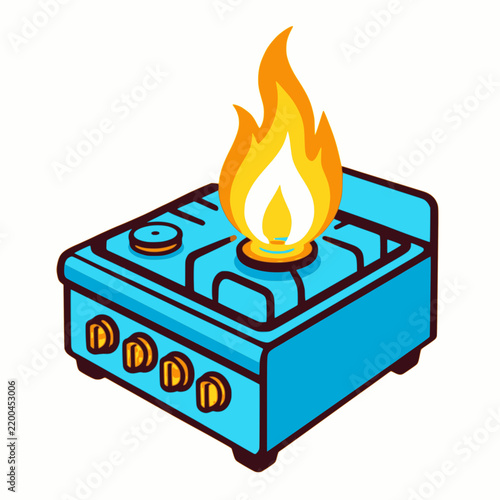 Blue Gas Stove Illustration