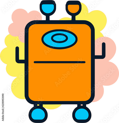 Cartoon Orange Robot Illustration