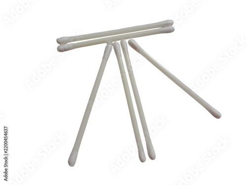 Group of white cotton swabs isolated on a clean white background representing hygiene and healthcare