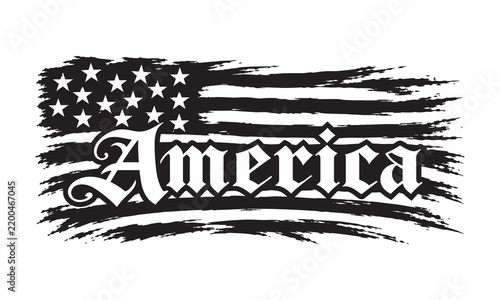 America Patriotic Flag Typography Vector Illustration