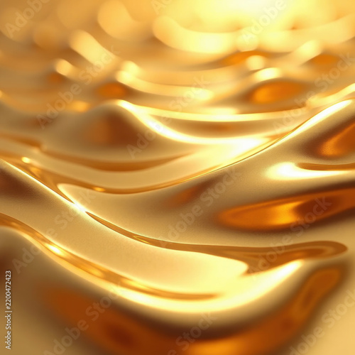 Luxury flowing liquid gold abstract background with elegant waves, realistic reflections, premium cosmetic advertising backdrop, ultra detailed