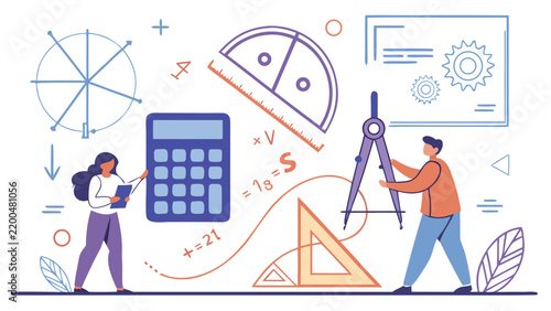 Education Math Learning Concept With People And Tools