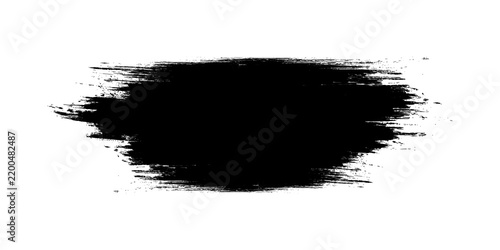 Black ink brush stroke isolated on a white background