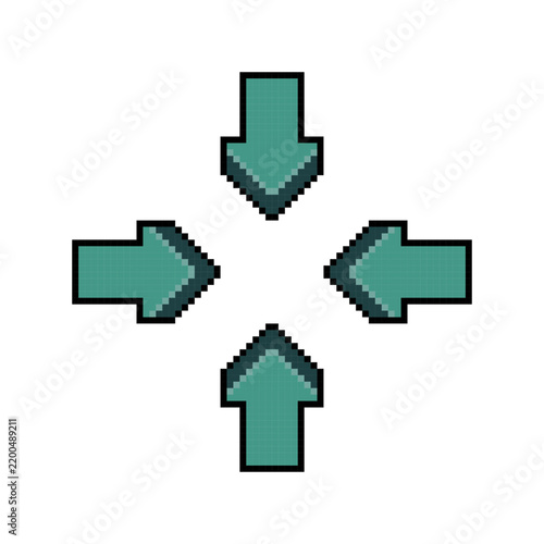 Pixel Art Direction Arrows Set, Four Way Navigation Cursor Icons