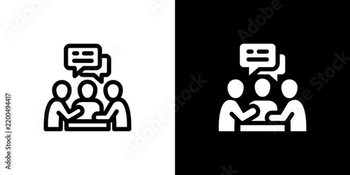 Group Counseling Community icon concept with flat Black White Background. Vector illustration.
