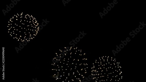 夜空に大きく開く打ち上げ花火のクローズアップ映像素材