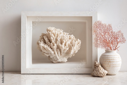 piece of coral stone inside the frame