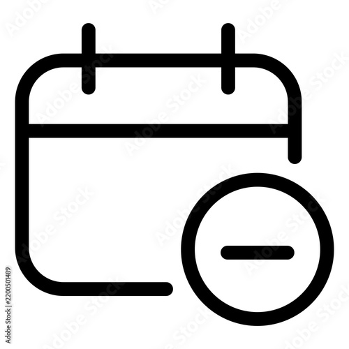Картината върху платно Calendar icon with minus delete button isolated