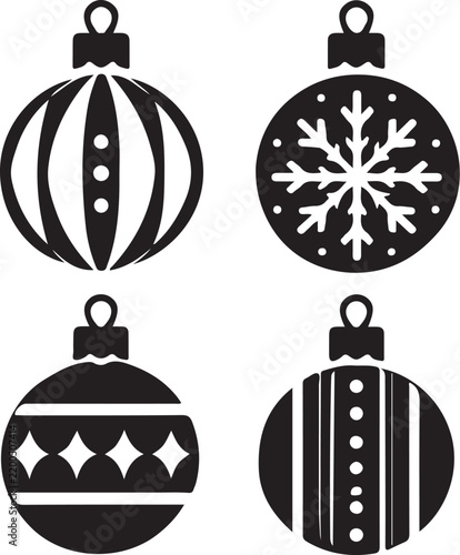 Minimal Holiday Bauble Decorations Vector Set.