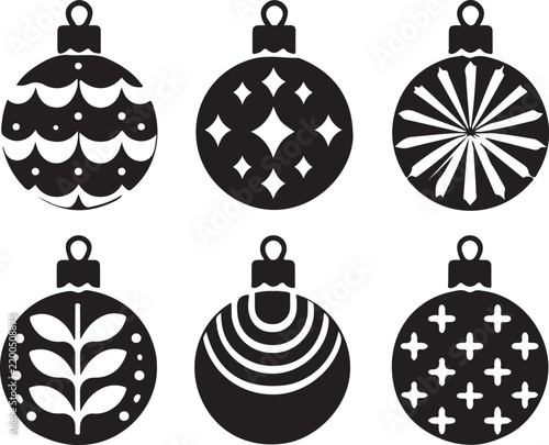 Minimal Holiday Bauble Decorations Vector Set.