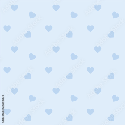 Light blue hearts scattered on a soft pale blue background in a repeating pattern for baby products