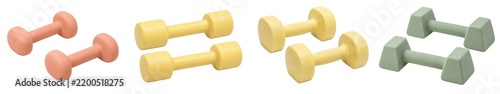Dumbbell isolated white gym weight sport exercise fitness element three dimensional equipment for strength training and workout