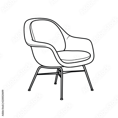 Modern armchair with sleek metal legs and comfortable seat for home decor.