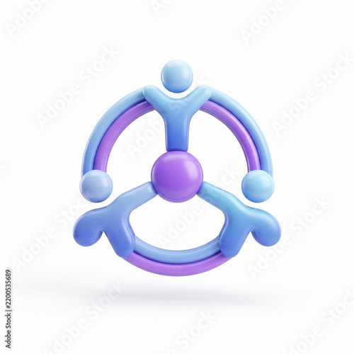 3D teamwork icon featuring three simplified human figures